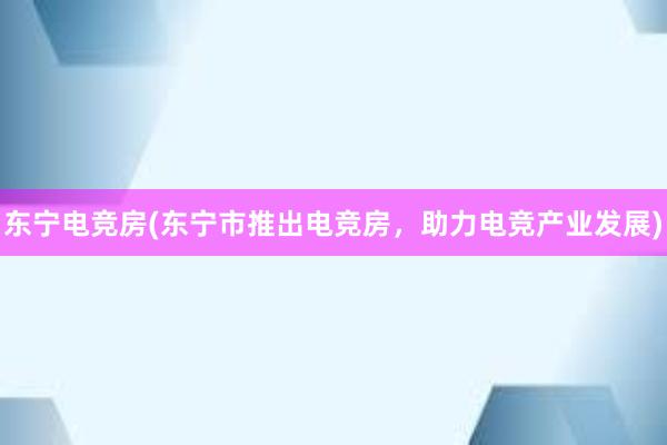 东宁电竞房(东宁市推出电竞房，助力电竞产业发展)