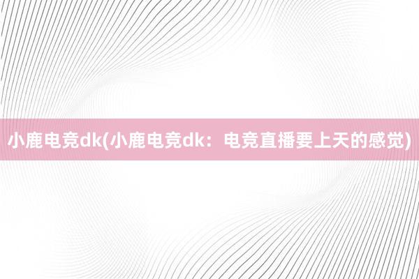 小鹿电竞dk(小鹿电竞dk：电竞直播要上天的感觉)