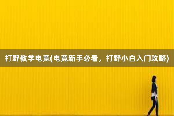 打野教学电竞(电竞新手必看，打野小白入门攻略)