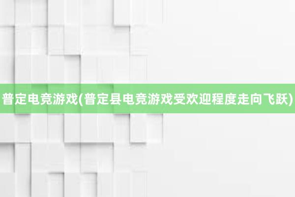 普定电竞游戏(普定县电竞游戏受欢迎程度走向飞跃)