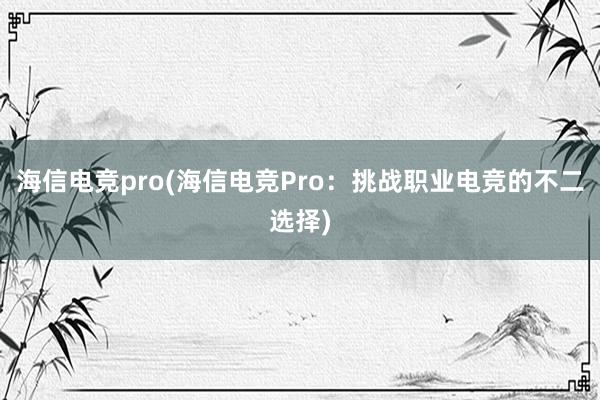 海信电竞pro(海信电竞Pro：挑战职业电竞的不二选择)