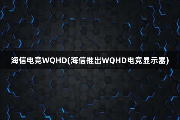 海信电竞WQHD(海信推出WQHD电竞显示器)