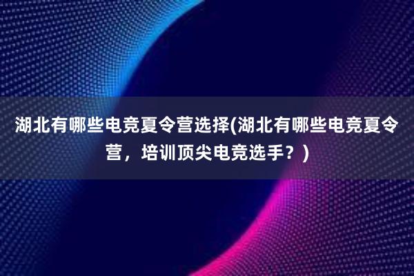 湖北有哪些电竞夏令营选择(湖北有哪些电竞夏令营，培训顶尖电竞选手？)