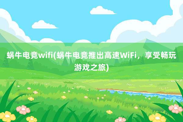 蜗牛电竞wifi(蜗牛电竞推出高速WiFi，享受畅玩游戏之旅)