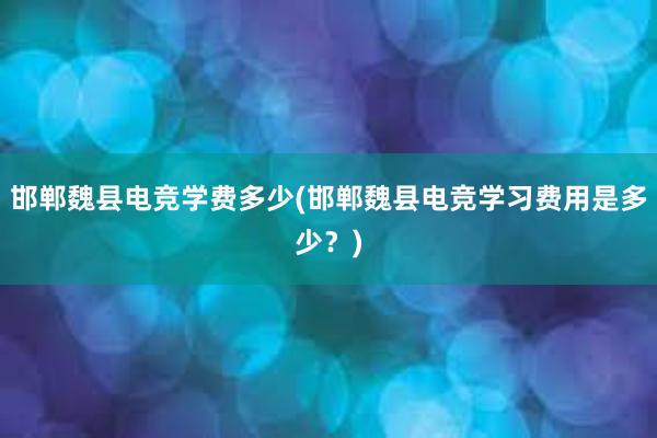 邯郸魏县电竞学费多少(邯郸魏县电竞学习费用是多少？)