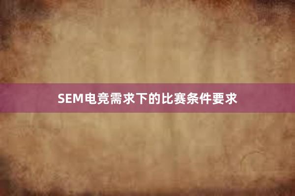 SEM电竞需求下的比赛条件要求