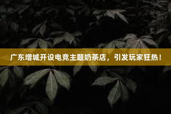 广东增城开设电竞主题奶茶店，引发玩家狂热！