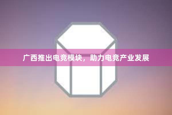 广西推出电竞模块，助力电竞产业发展