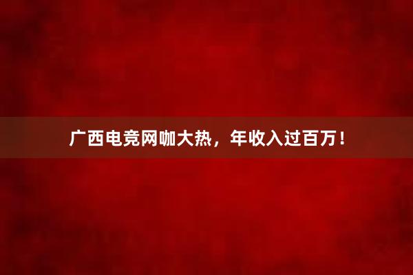 广西电竞网咖大热，年收入过百万！