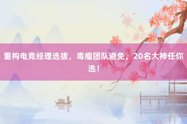 重构电竞经理选拔，毒瘤团队避免，20名大神任你选！