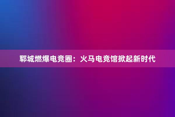 郓城燃爆电竞圈：火马电竞馆掀起新时代